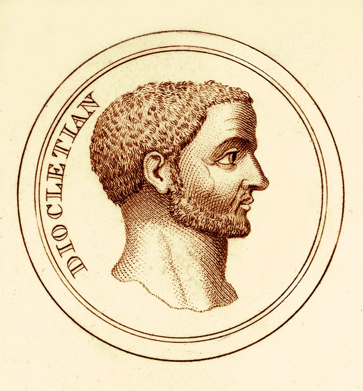 Diocleciano, ilustración del Diccionario Histórico Universal de George Crabb, publicada en 1825 de English School