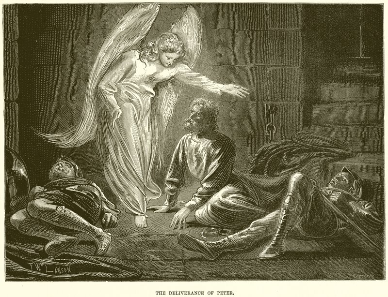 La liberación del apóstol Pedro por un ángel del Señor, de la prisión del rey Herodes de English School