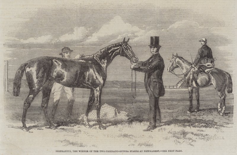Diophantus, el ganador de las apuestas de dos mil guineas en Newmarket (grabado) de English School