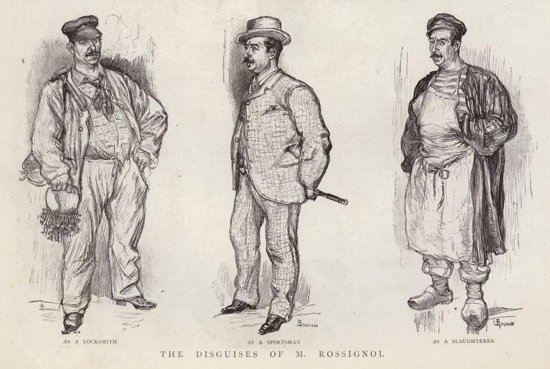 Disfraces utilizados por el detective de la policía parisina Gustave Rossignol de English School