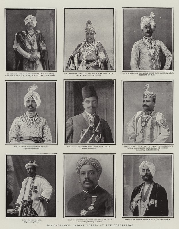 Distinguido invitados indios en la Coronación, ilustración de The Graphic, 28 de junio de 1902 de English School