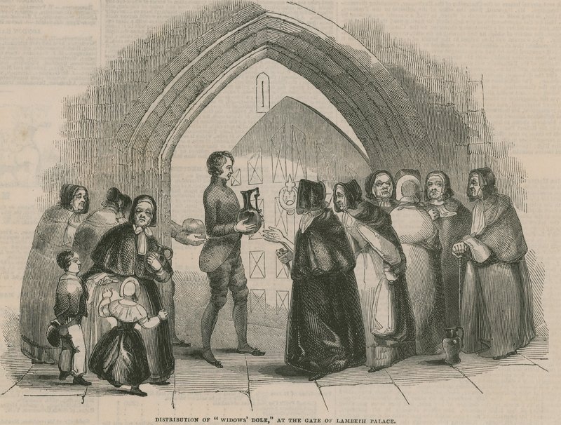 Distribución de la Dote de Viudas en la puerta del Palacio de Lambeth de English School