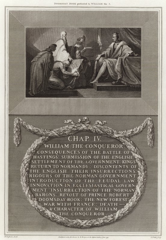 Libro de Domesday presentado a Guillermo I de English School
