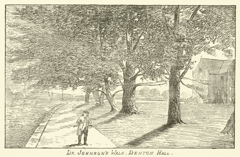 Paseo del Dr. Johnson, Denton Hall (grabado) de English School