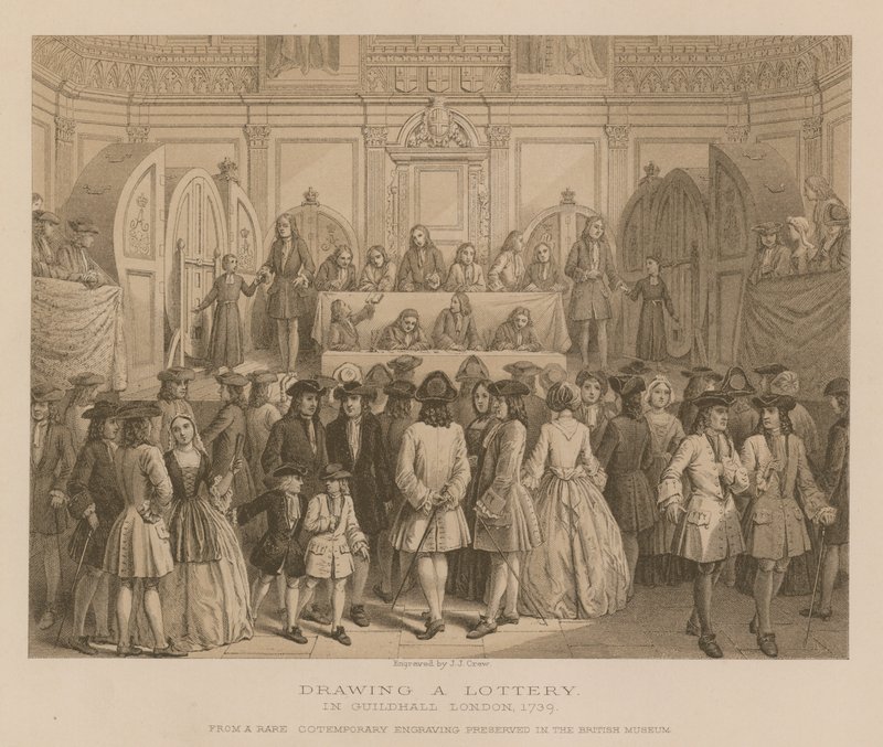 Sorteo de una lotería en Guidhall, Londres, 1739 de English School