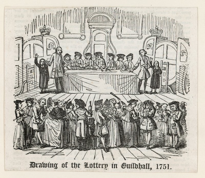 Sorteo de la lotería en Guildhall, 1751 de English School
