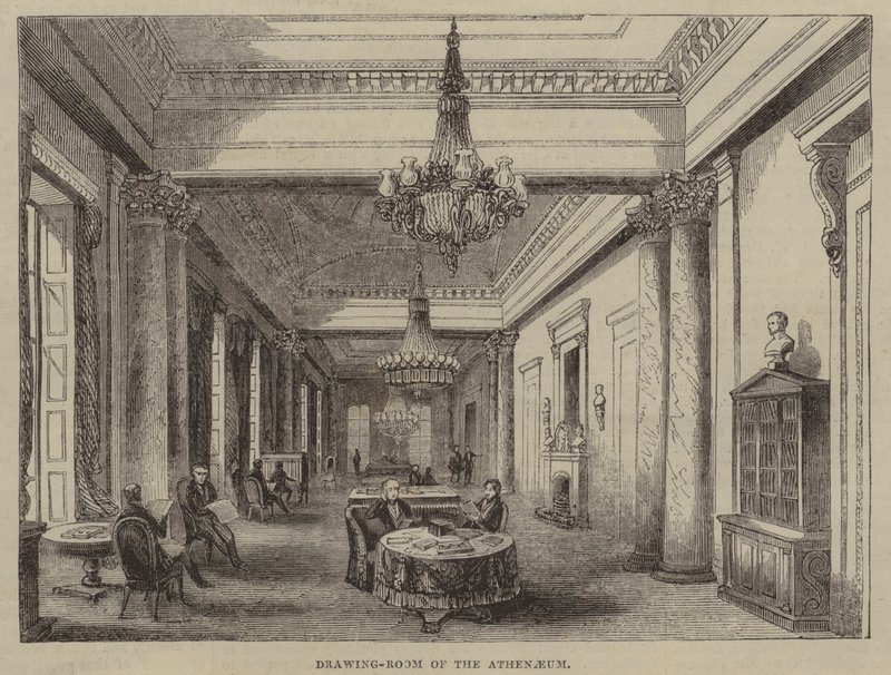 Sala de dibujo en el Athenaeum Club, Londres (grabado) de English School