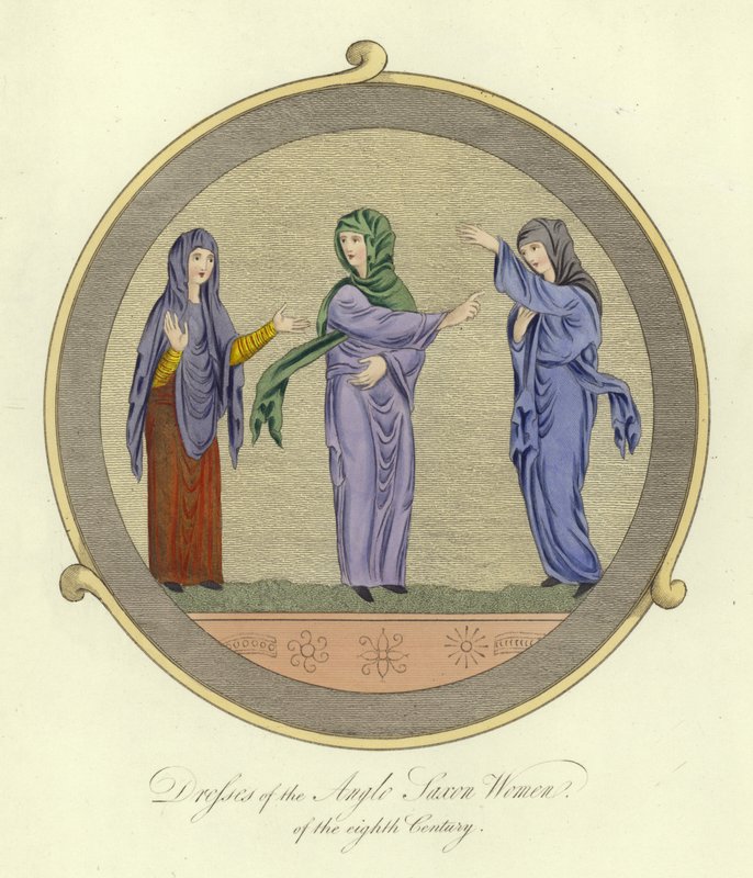 Vestidos de las mujeres anglosajonas del siglo VIII de English School