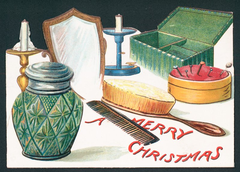 Contenido de tocador, tarjeta de Navidad de English School