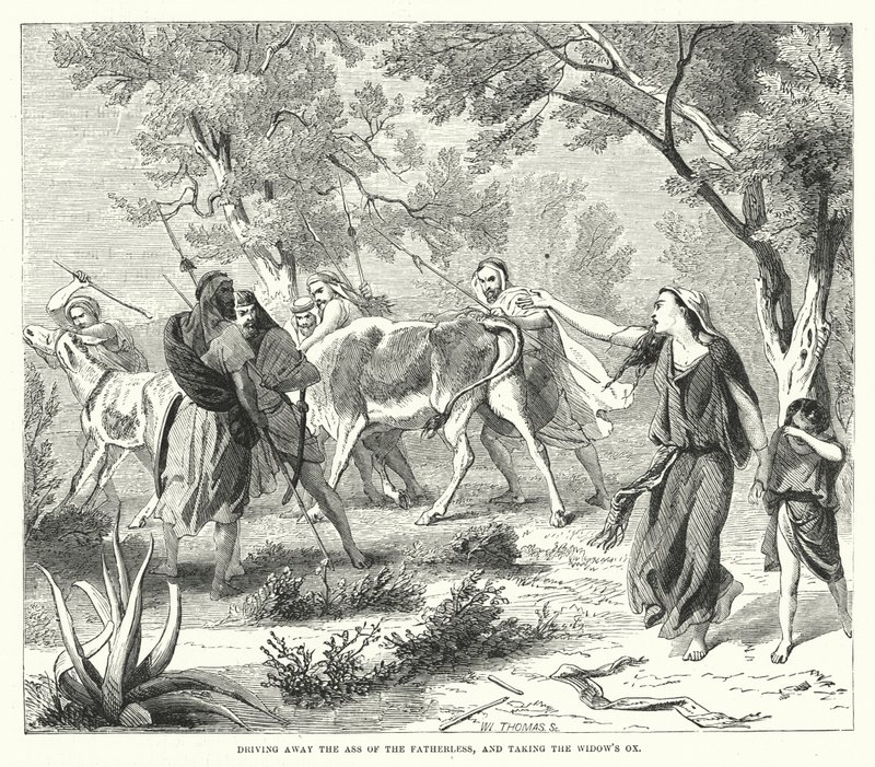 Expulsando al asno del huérfano y tomando el buey de la viuda de English School