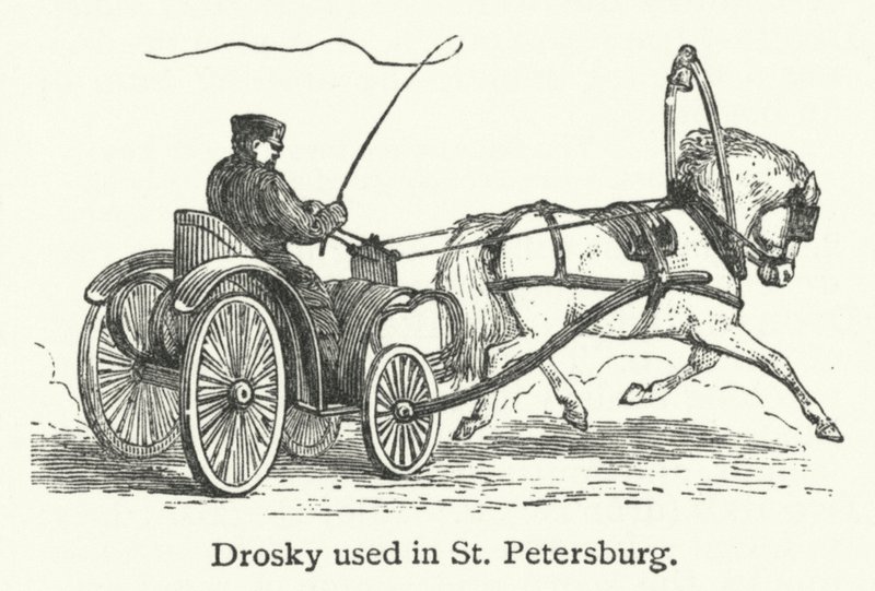 Drosky utilizado en San Petersburgo (grabado) de English School