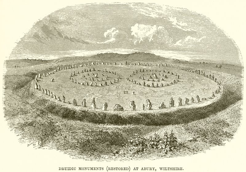 Monumentos druídicos (restaurados) en Abury, Wiltshire de English School