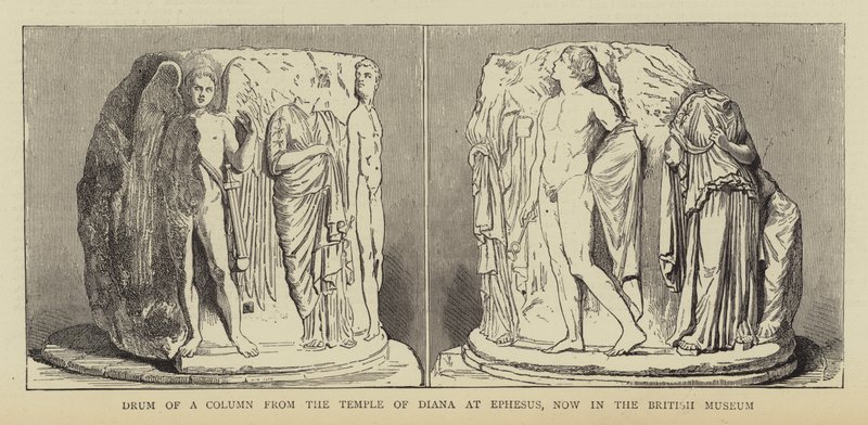Tambor de una columna del Templo de Diana en Éfeso, ahora en el Museo Británico de English School