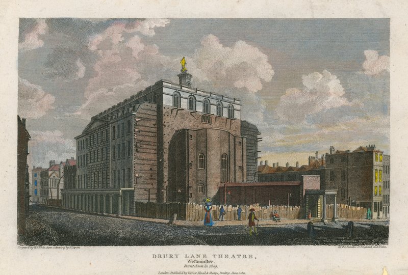 Teatro Drury Lane, Westminster, Londres; quemado en 1809 de English School