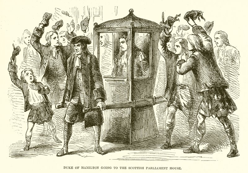 El duque de Hamilton yendo a la Casa del Parlamento Escocés de English School