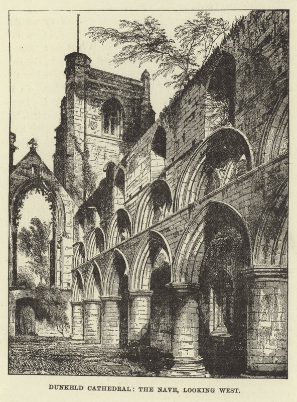 Catedral de Dunkeld, la Nave, mirando al oeste de English School
