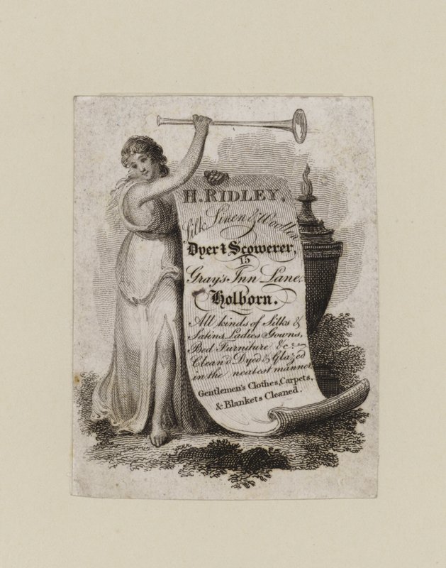 Tintorero y limpiador, H Ridley, tarjeta comercial de English School