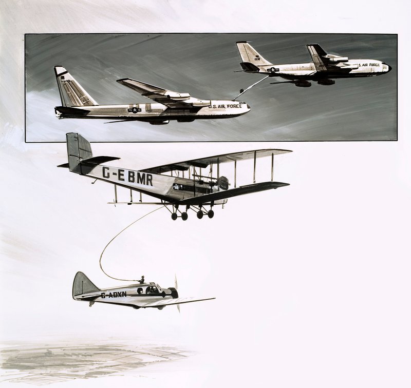Reabastecimiento en vuelo temprano para un Handley Page W10 de English School