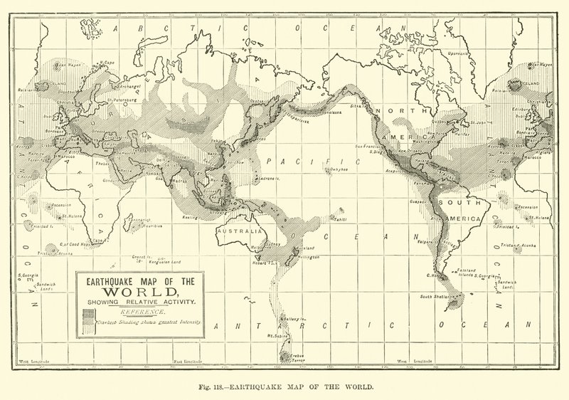 Mapa de terremotos del mundo de English School