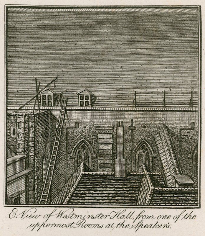 Vista este del Westminster Hall desde una de las habitaciones más altas del Portavoz de English School