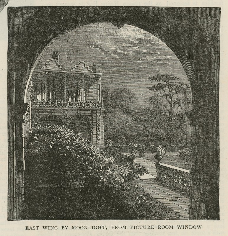 Ala este a la luz de la luna, desde la ventana de la sala de cuadros, Holland House de English School