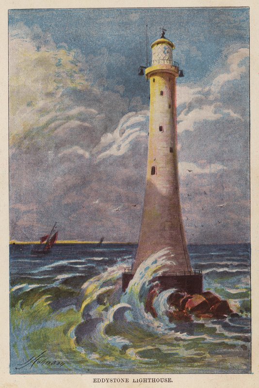Faro Eddystone (litografía en color) de English School