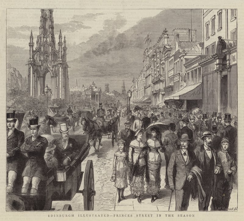Edimburgo Ilustrado, Princes Street en la Temporada (grabado) de English School