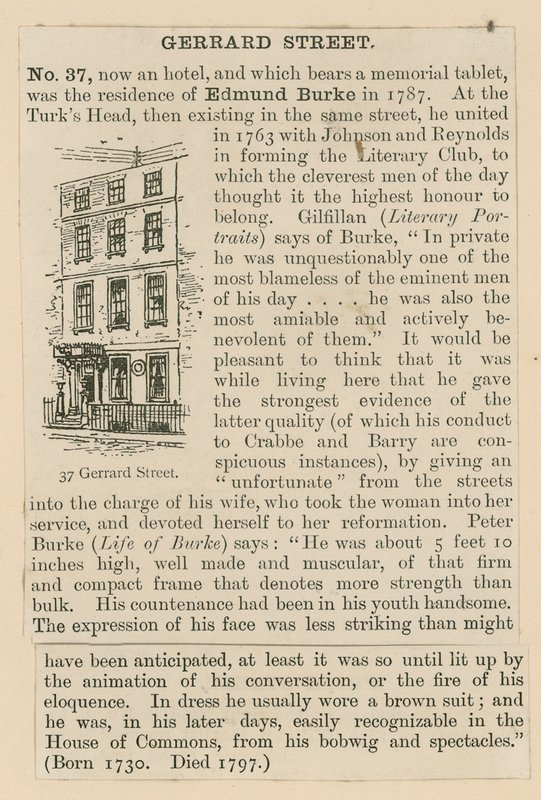 Edmund Burke y 37 Gerrard Street de English School