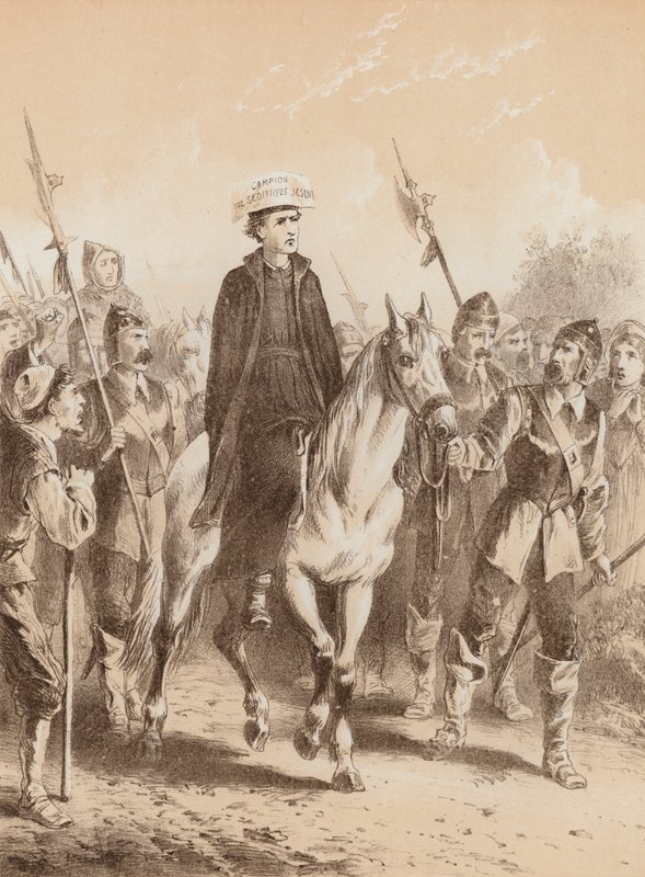Edmund Campion, "De camino a Londres" (litografía) de English School