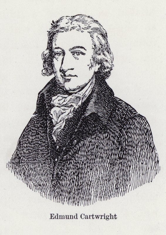 Edmund Cartwright, inventor inglés del telar mecánico (litografía) de English School