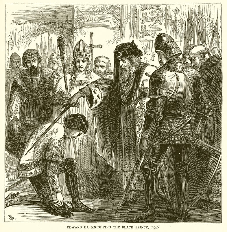 Eduardo III nombrando Caballero al Príncipe Negro, 1546 de English School