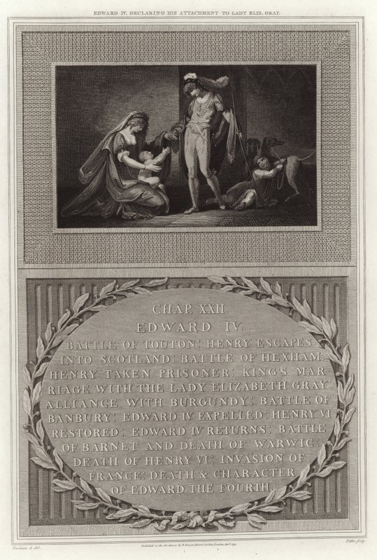 Eduardo IV declarando su apego a Lady Elizabeth Gray de English School