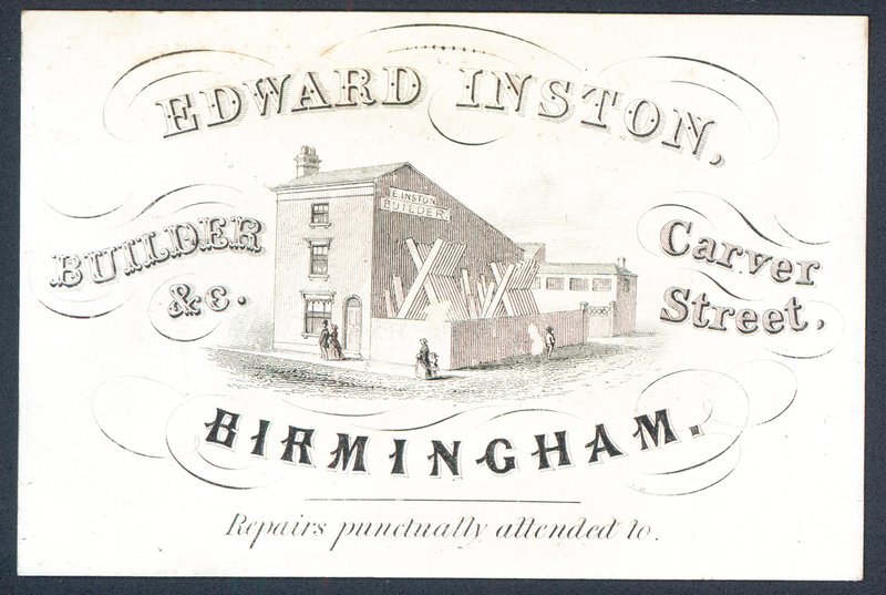 Edward Inston, constructor, tarjeta comercial de English School