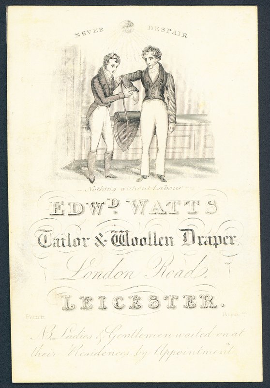 Edward Watts, sastre y pañero, tarjeta comercial de English School