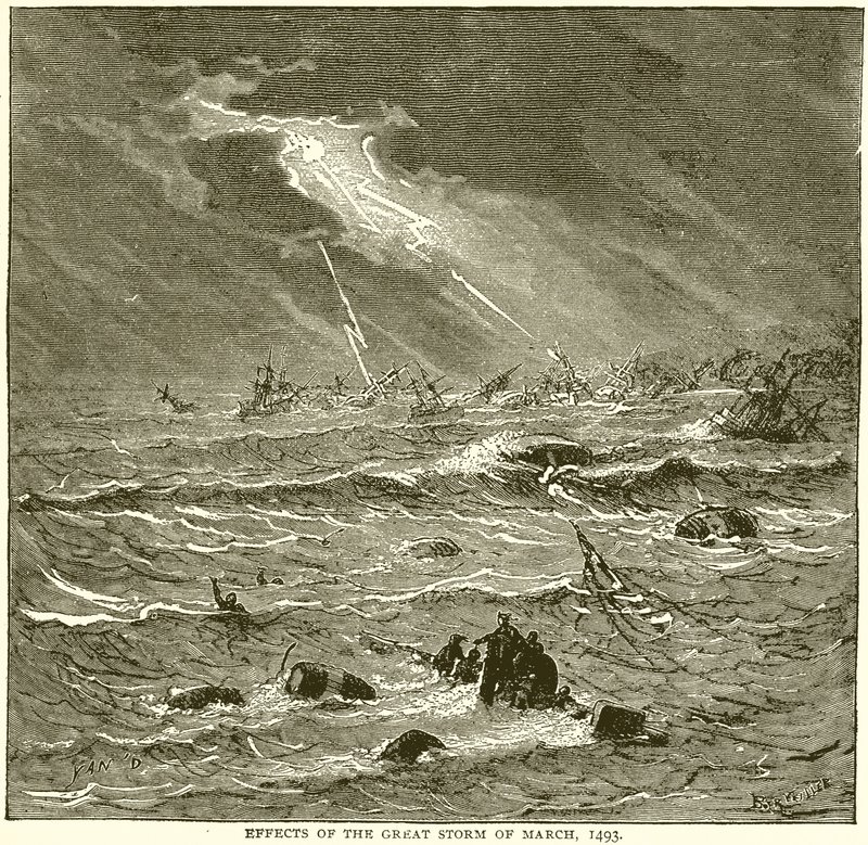 Efectos de la gran tormenta de marzo de 1493 de English School