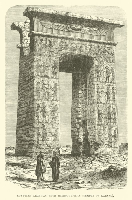 Arco egipcio con jeroglíficos, Templo de Karnak de English School