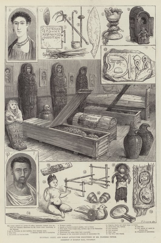 Antigüedades egipcias, griegas y romanas descubiertas por el Sr. Flinders Petrie de English School