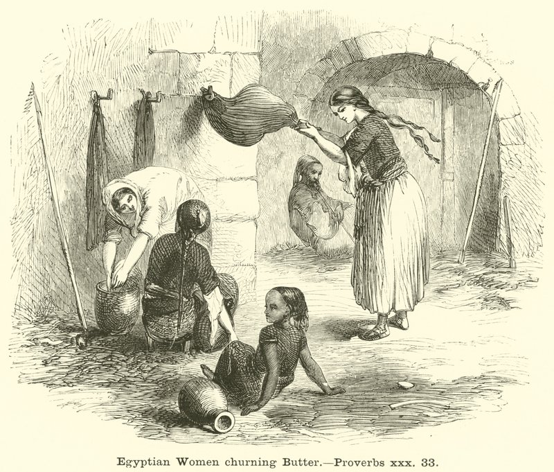 Mujeres egipcias batiendo mantequilla de English School