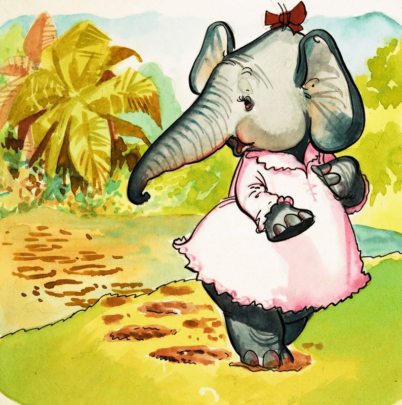 Elefante con vestido de English School