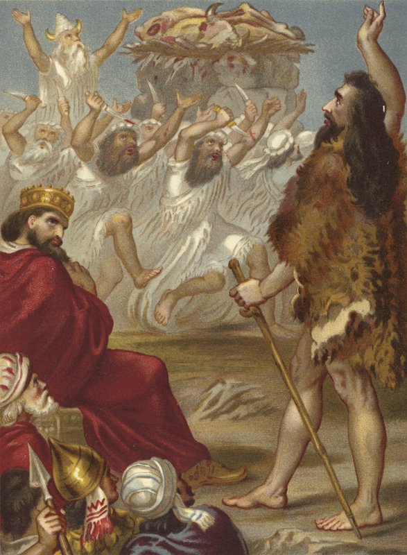 Elías y los sacerdotes de Baal en el Monte Carmelo de English School