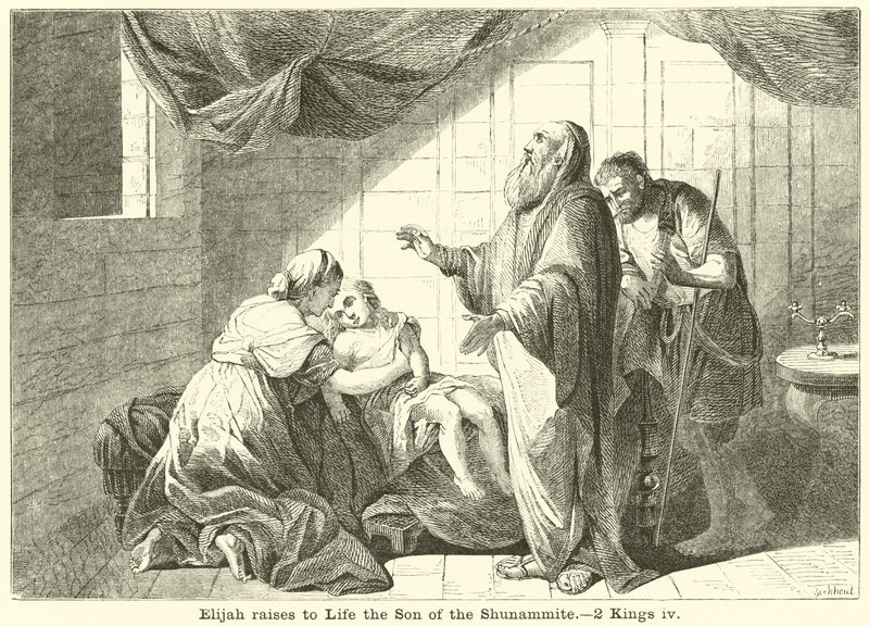 Elías resucita al hijo de la sunamita, 2 Reyes, iv de English School