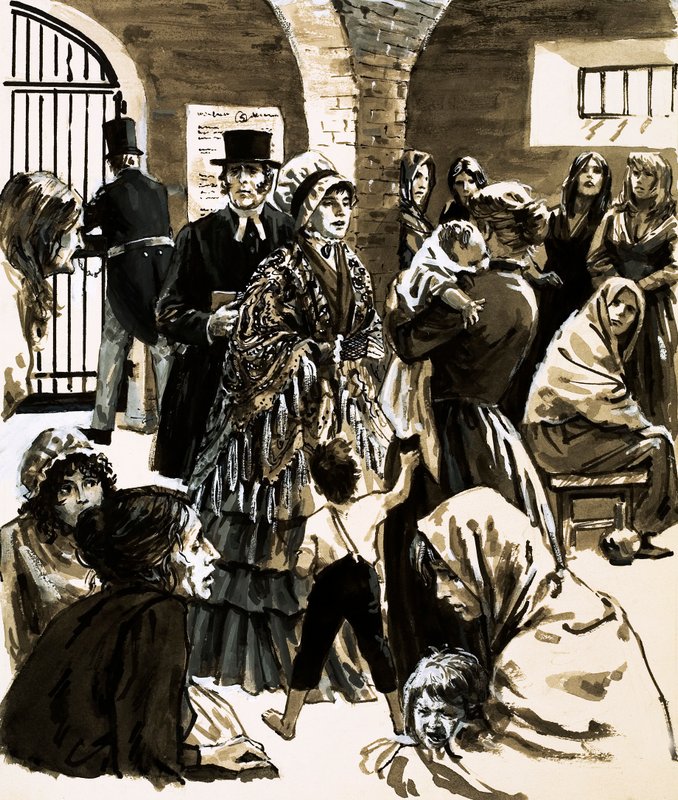 Elizabeth Fry se convirtió en una defensora de la reforma penitenciaria después de visitar la prisión de Newgate de English School