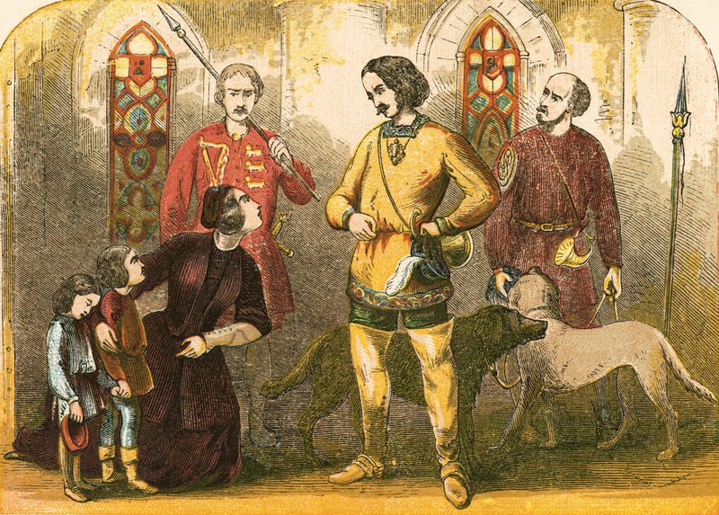 Elizabeth Woodville implorando al rey Eduardo que revierta la proscripción de su difunto esposo de English School