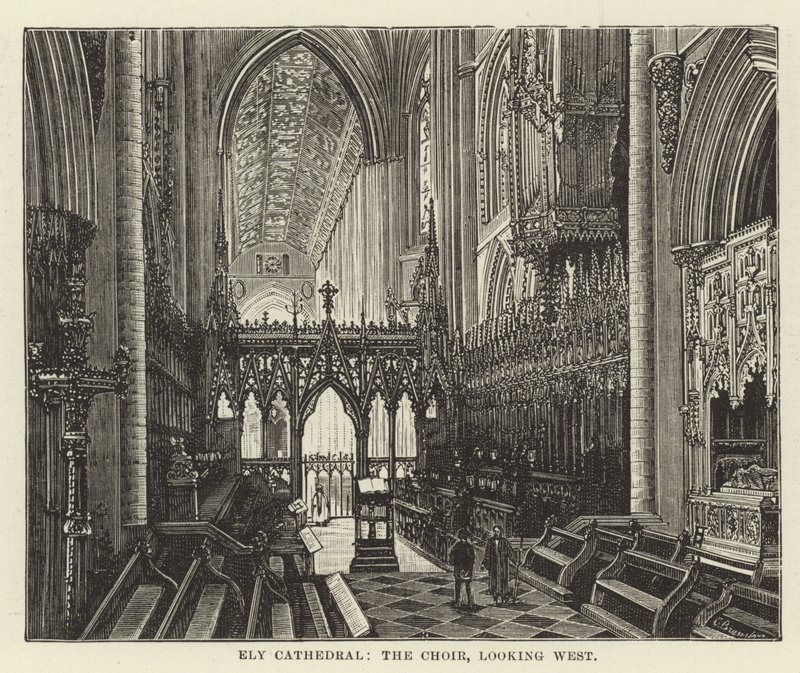 Catedral de Ely, el coro, mirando al oeste de English School