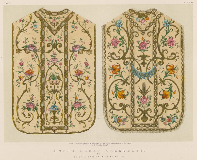 Casullas bordadas por Luigi y Ersilia Martini, Milán de English School