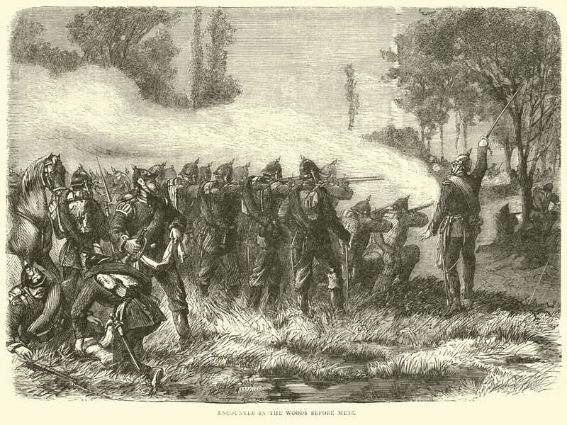 Encuentro en el bosque antes de Metz, octubre 1870 de English School