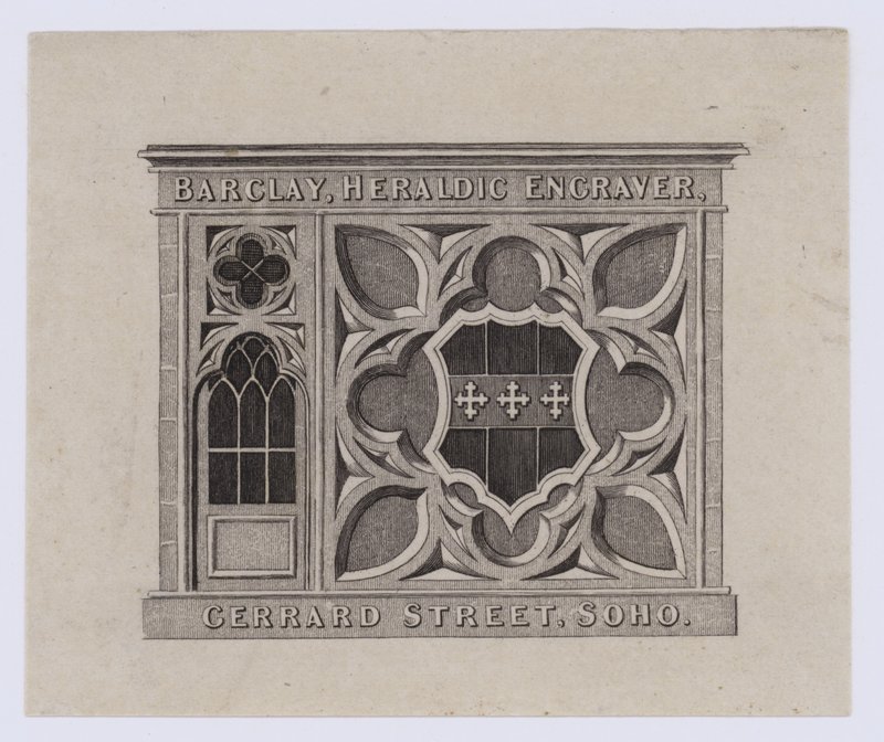 Grabador, Barclay, tarjeta comercial de English School