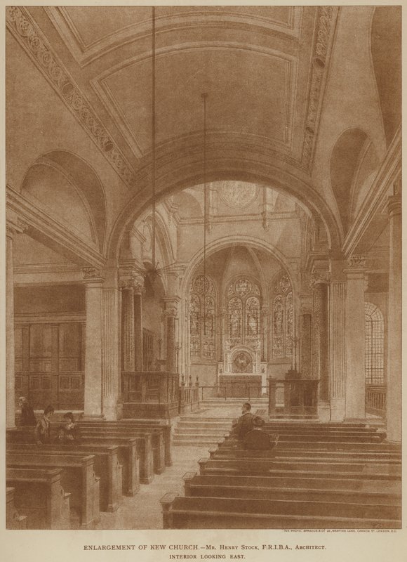 Ampliación de la iglesia de Kew (grabado) de English School