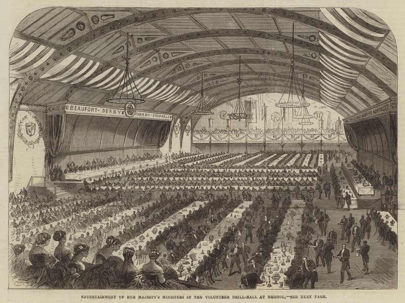 Entretenimiento de los ministros de Su Majestad en el Salón de Entrenamiento de Voluntarios en Bristol de English School