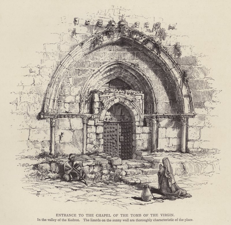 Entrada a la capilla de la Tumba de la Virgen (grabado) de English School